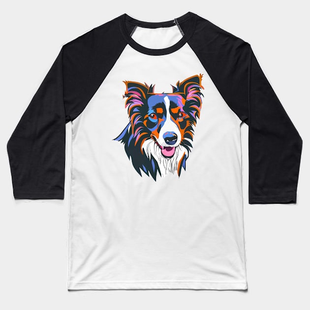 Clipart of the head of a border collie, a cute sheepdog Baseball T-Shirt by Hujer